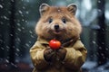 adorable baby quakka in snow