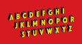 The Super Alphabet. 3d Effect Design Letters. Retro Comic Typography.
