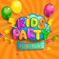 Super Banner for kids party in cartoon style. Royalty Free Stock Photo