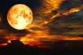 super blood moon on colorful cloud rainbow on night sky Royalty Free Stock Photo
