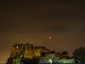 Super blood moon lunar eclipse, Edinburgh Castle at night