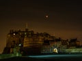 Super blood moon lunar eclipse, Edinburgh Castle at night