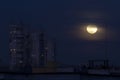 Super Blue Blood Moon January 31, 2018 from Easterm Europe, Bulgaria, Sofia. Lunar Eclipse . The super moon next to building