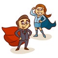 Super Boss. Businessman And Businesswoman With Superhero Cape