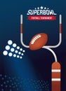 super bowl championship lettering in poster with balloon and arch