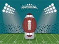 super bowl championship lettering in poster with balloon and stadium