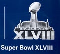 Super Bowl XLVIII logo presented on Broadway at Super Bowl XLVIII week in Manhattan Royalty Free Stock Photo