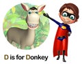 Super boy poinitng Donkey Royalty Free Stock Photo