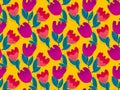 Super bright tulip flower seamless pattern Royalty Free Stock Photo