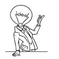 Super brilliant idea businessman lamp character cartoon coloring page