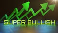 super bullish and green arrow up, 3D illustration rendering Royalty Free Stock Photo