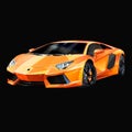 Super car design concept. Unique modern realistic art. Generic luxury automobile. Orange Car presentation side view. Vector 3d