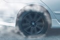 Super car wheel drifting and smoking on track Royalty Free Stock Photo