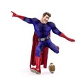 super cartoon will kick the american football ball Royalty Free Stock Photo