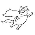 Super cat is flies for a feat. Isolated vector illustration. Royalty Free Stock Photo