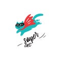 Super cat cute logo design. Logotype concept icon Royalty Free Stock Photo