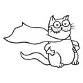 Super cat is ready for a feat. Isolated vector illustration.