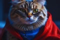 super cat in a red raincoat