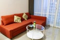 Super clean luxury apartment with red couch Bangkok Thailand