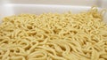 Super close details of dry instant noodles. background texture