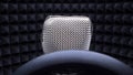 Super close up. the details. studio microphone, soundproofing and windshield Royalty Free Stock Photo