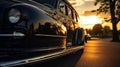 Super Close-up Hearse Photography At Sunset - High Detailed 8k Shot