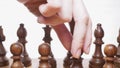 Super close up. the process of playing chess. checkmate