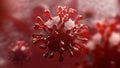 Super closeup Coronavirus COVID-19 in human lung body background. Science microbiology concept. Red Corona virus outbreak epidemic