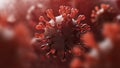 Super closeup Coronavirus COVID-19 in human lung body background. Science and microbiology concept. Red Corona virus outbreak