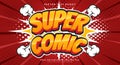 Super Comic Cartoon style 3d editable text effect Royalty Free Stock Photo
