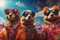 Super cool animals wearing sunglasses, summer vibes