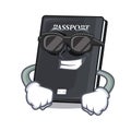 Super cool black passport in the shape character Royalty Free Stock Photo