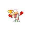 Super cool Boxing winner exploding confetti in mascot cartoon style