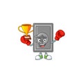 Super cool Boxing winner of security box closed in mascot cartoon design