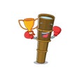 Super cool Boxing winner telescope Scroll in mascot cartoon design