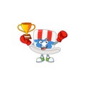 Super cool Boxing winner of uncle sam hat in mascot cartoon design
