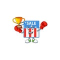 Super cool Boxing winner of USA price tag in mascot cartoon design Royalty Free Stock Photo