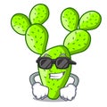 Super cool cartoon opuntia cactus in the desert Royalty Free Stock Photo