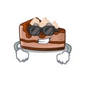 Super cool chocolate cheesecake character wearing black glasses