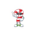 Super cool christmas candy cane character wearing black glasses