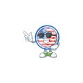 Super cool circle badges USA mascot character wearing black glasses