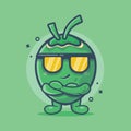 Super cool coconut character mascot isolated cartoon in flat style design