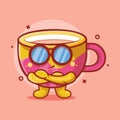 Super cool coffee cup character mascot isolated cartoon in flat style design. great resource for icon,symbol, logo, sticker,banner Royalty Free Stock Photo