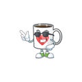 Super cool cup coffee love character wearing black glasses Royalty Free Stock Photo