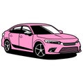 super cool and elegant car pink line art
