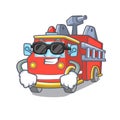 Super cool fire truck character cartoon Royalty Free Stock Photo