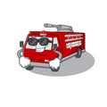 Super cool fire truck character wearing black glasses Royalty Free Stock Photo