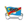 Super cool flag democratic republic character wearing black glasses