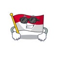 Super cool flag monaco Scroll character with black glasses