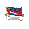 Super cool flag north korea Scroll character with black glasses